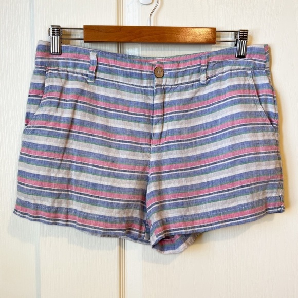 Saint Tropez West Shorts 100% Linen Pastel Stripes Size 6 Beachy Boho - Picture 12 of 12